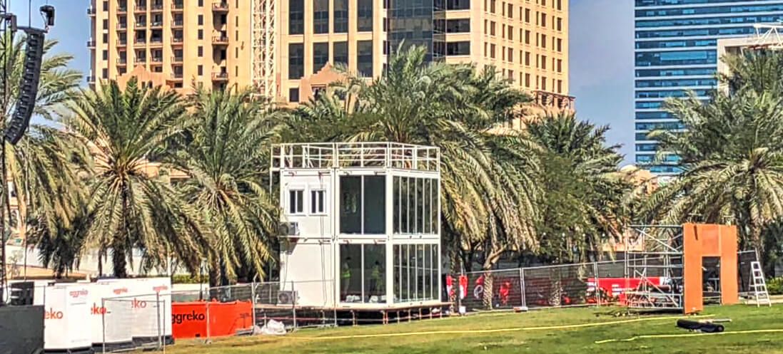 dubai - flat packed sound and light control structure for music festival